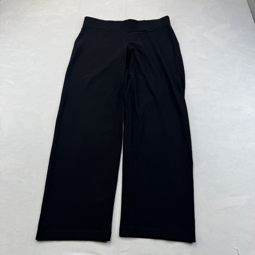 Eileen Fisher Petite Women's PM Black Pull On Wide Leg Stretch Pants
